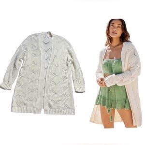 Daily Practice by Anthropologie Beach Crochet Long Line Cardigan size M